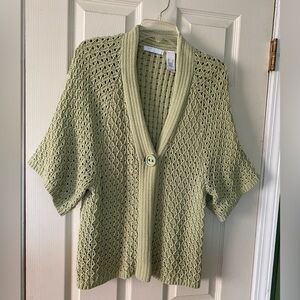 Flaw rust stain Lizwear Liz Claiborne Women's pastel Green Sweater cardigan XL